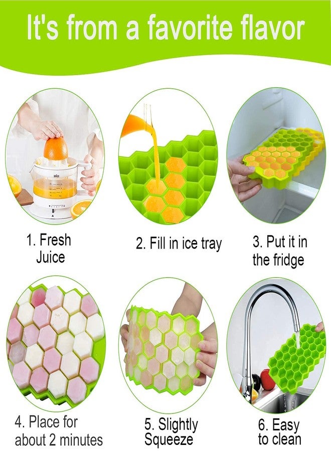 OLMARTT KITCHENWARE Ice Cube Tray Silicone for Freezer Honeycomb 37 Cavity Ice Cube Mould Flexible Tray for Freezer, Chocolate Cake Maker, Ice Trays for Chilled Drinks, Reusable (Multi Color) - Image 3